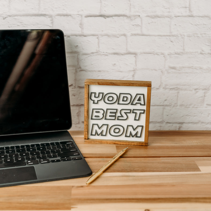 Yoda Best Mom Tiered Tray Sign | 5x5 inch Wood Sign | Mother's Day Sign