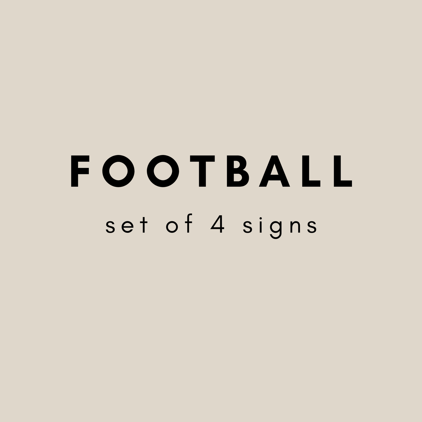 Football Set of 4 Signs | Helmet, Field Goal, Silhouette, Football | 16x16 inch