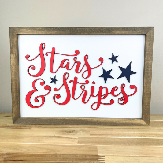 11x16 inch Stars & Stripes  | Wood Framed Sign