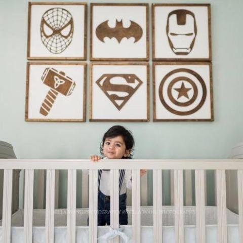 Superhero Wall Art | 21x21 inch Wood Sign | Super Hero Wall Art