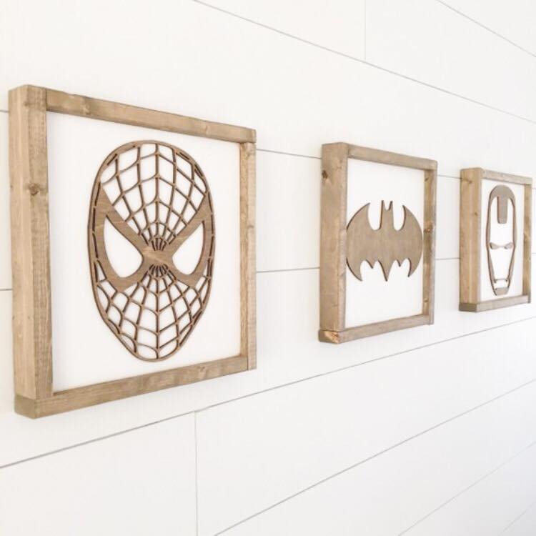 Superhero Wall Art | 21x21 inch Wood Sign | Super Hero Wall Art