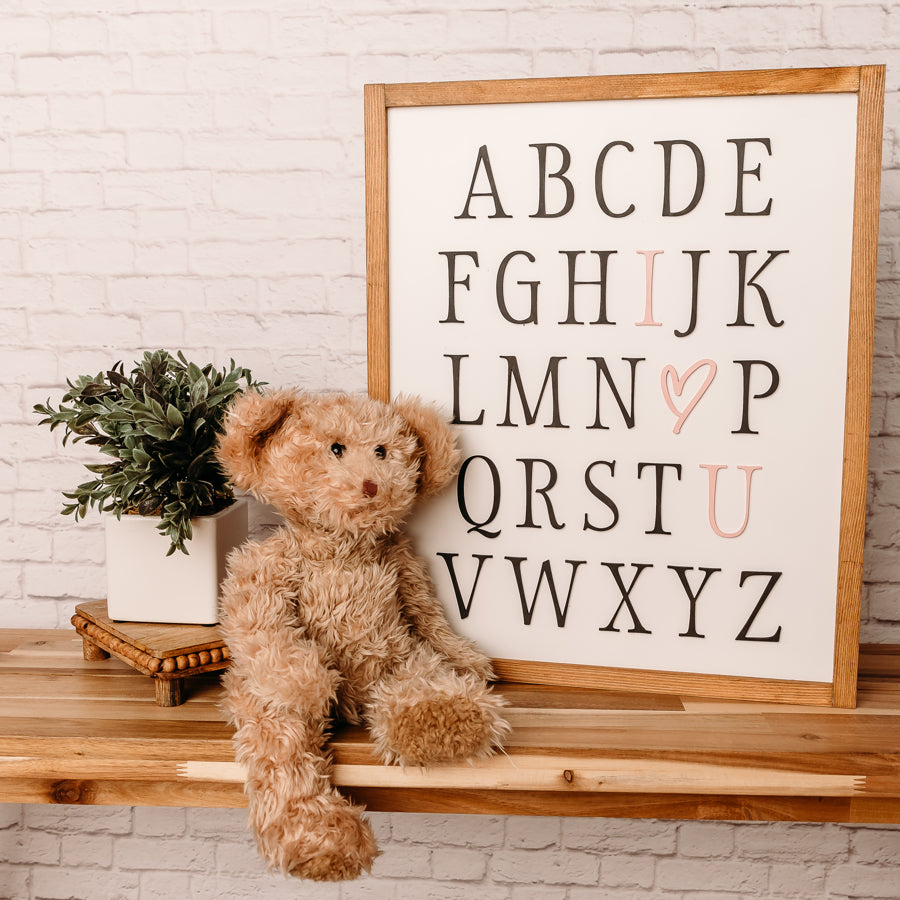 Alphabet I Love You | 17x21 inch Wood Sign | Nursery Sign | Baby Girl Nursery Sign