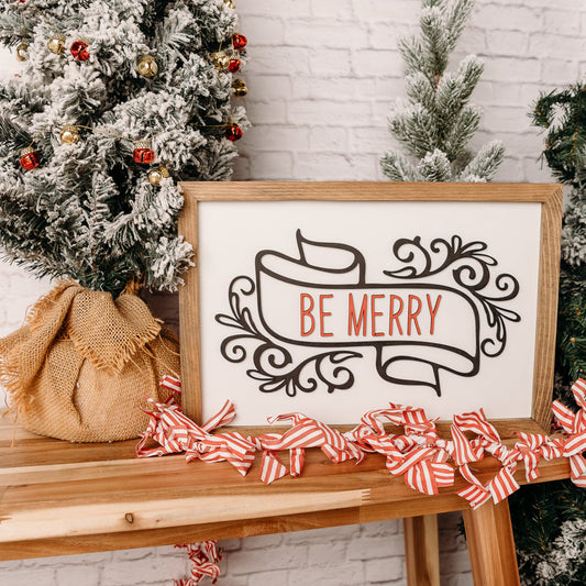 Be Merry | 11x16 inch Wood Sign | Christmas Sign