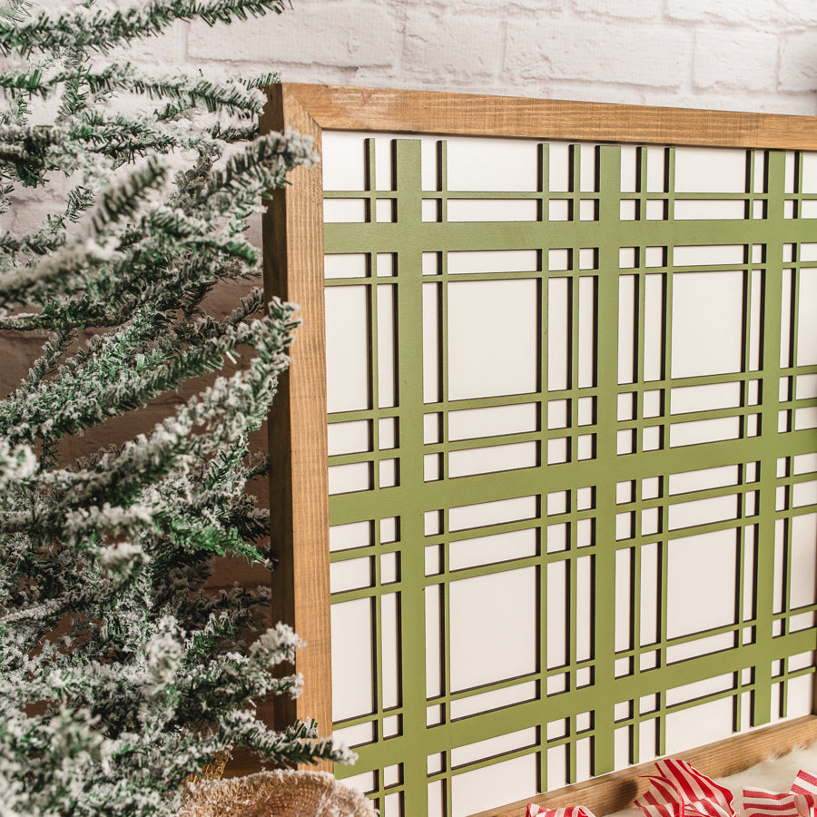 16x16 inch Green Plaid