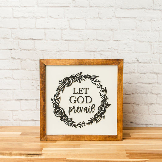 Let God Prevail Wreath | 11x11 inch Wood Sign