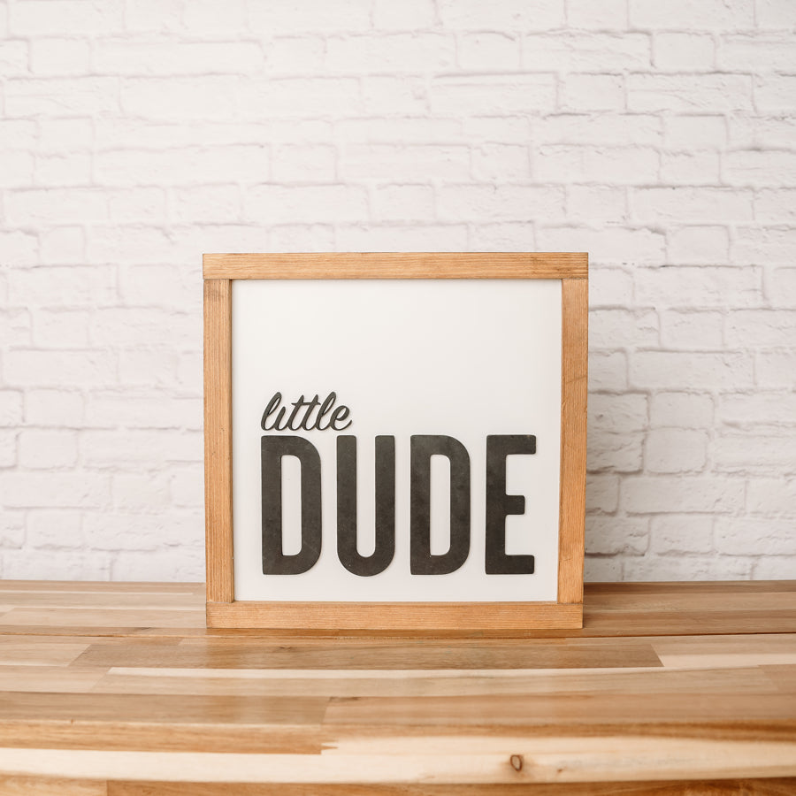 Little Dude | Boys Bedroom Sign | 11x11 inch Wood Sign