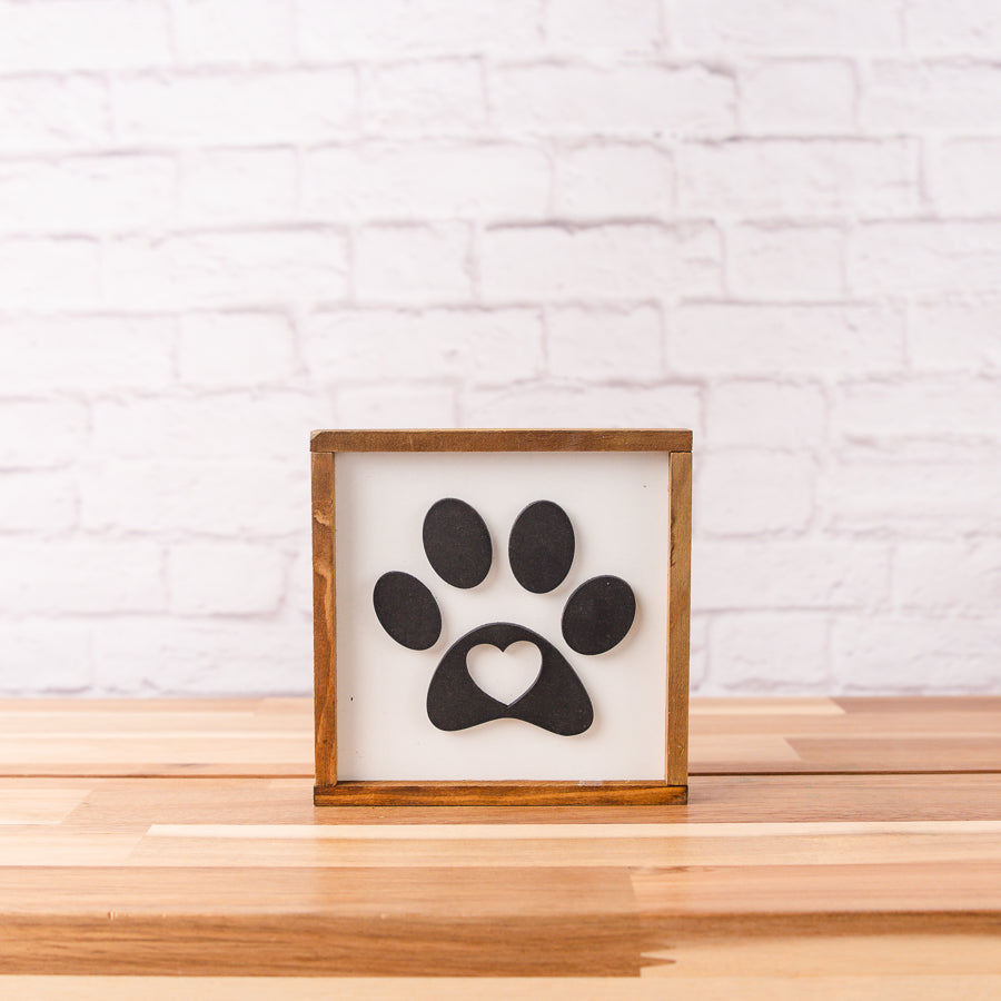 Paw Print Sign | Pet Loss Gift | 5x5 inch Wood Sign