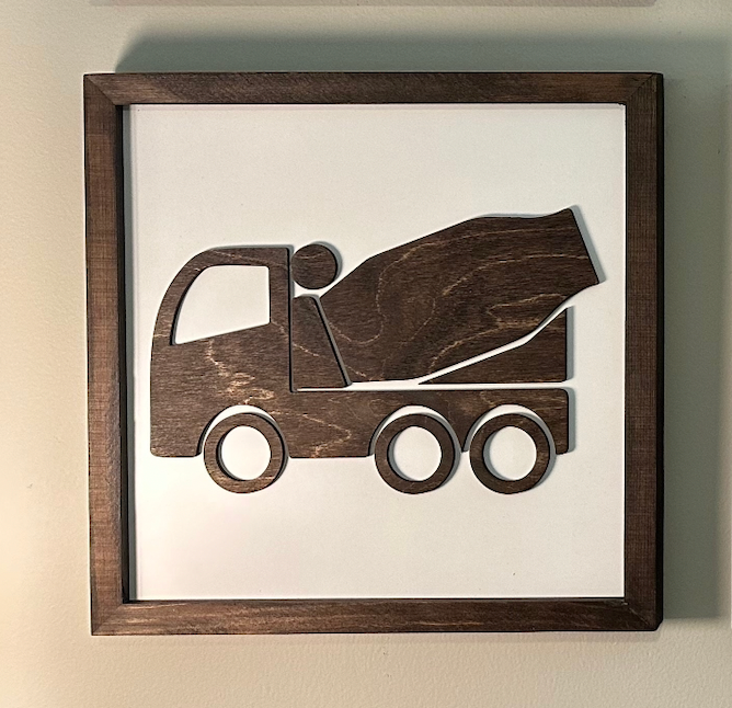 Construction Truck | 11x11 inch Wood Sign | Construction Room Decor