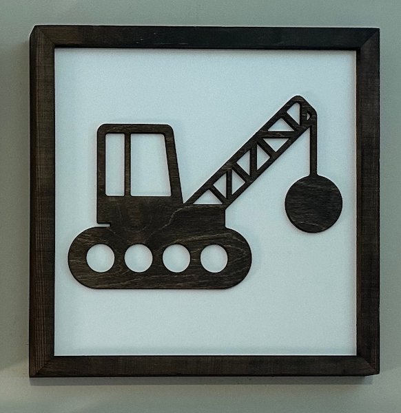 Construction Truck | 21x21 inch Wood Sign | Construction Room Decor