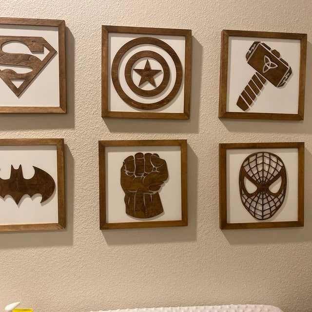 Superhero Wall Art | 21x21 inch Wood Sign | Super Hero Wall Art