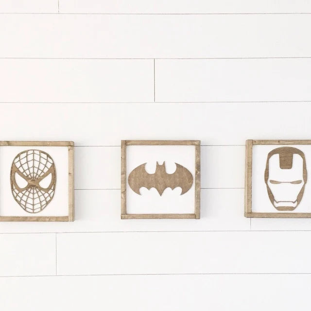 Superhero Wall Art | 14x14 inch Wood Sign | Super Hero Wall Art | Superhero Gallery Wall