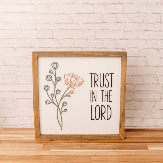 Trust in the Lord {with Floral} | 14x14 inch Wood Sign | 2022 Youth Theme