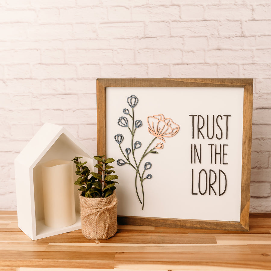 Trust in the Lord {with Floral} | 14x14 inch Wood Sign | 2022 Youth Theme