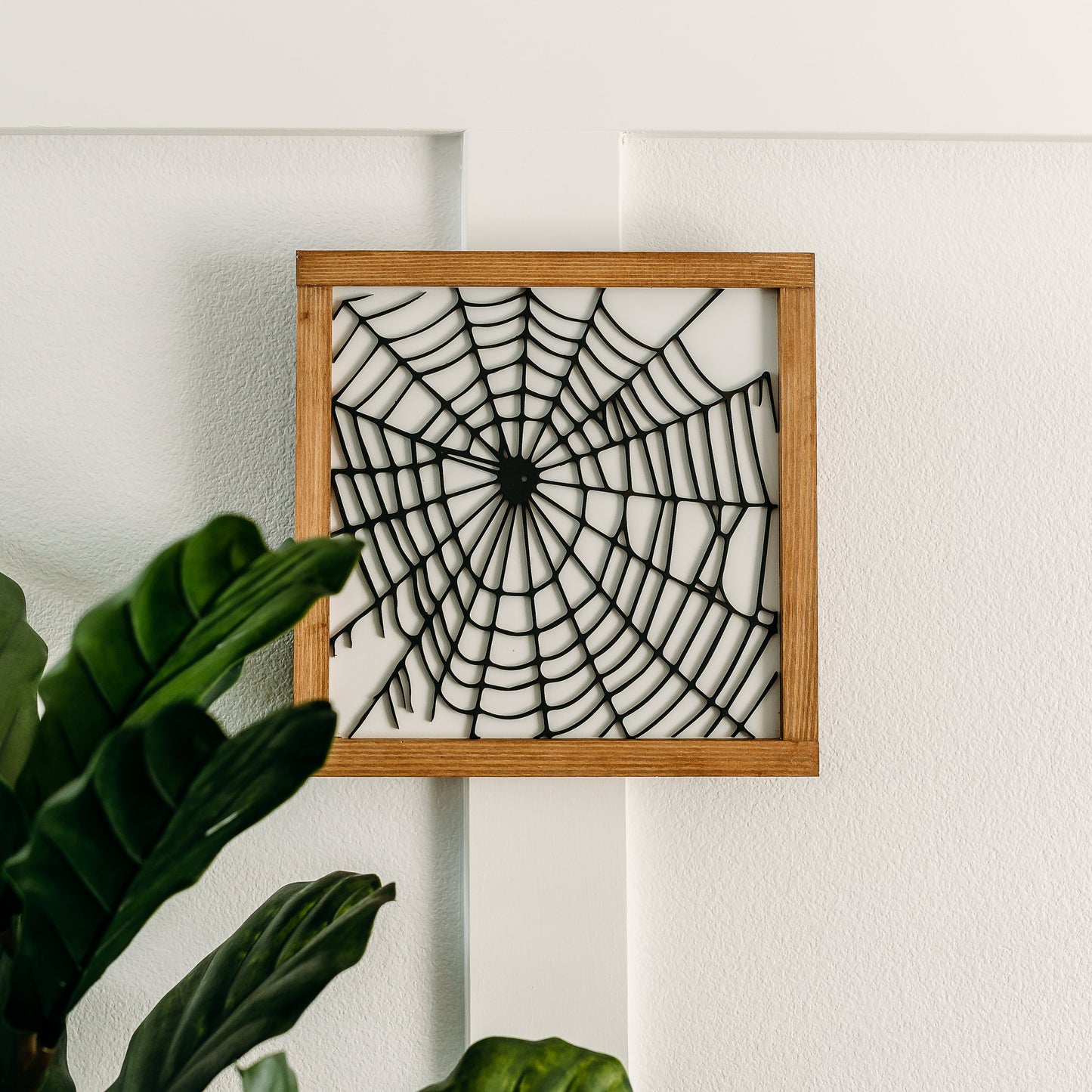 Spider Web | Halloween Sign | White Background | 11x11 inch Wood Sign